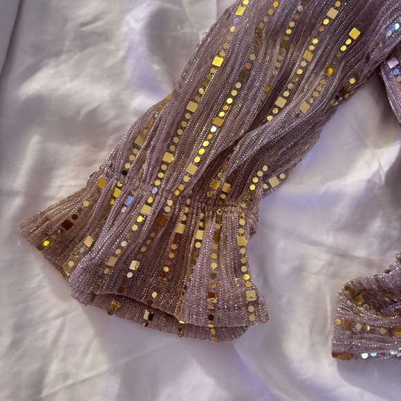 Blashe Metallic Gold Sequin Wrap Blouse (M) - Picture 6 of 6